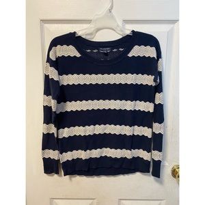 American Eagle Woman’s Blue and White Striped Sweatshirt Size X-Small